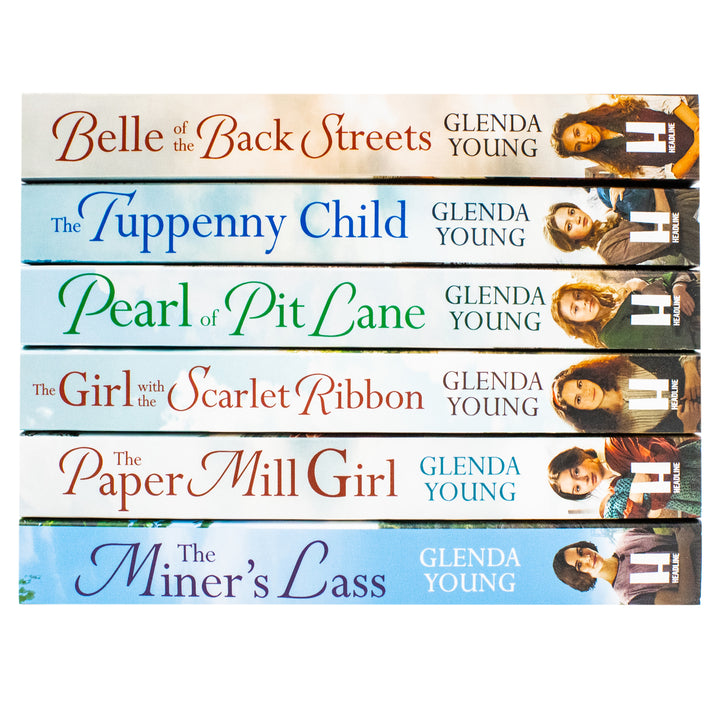 Glenda Young 6 Books Collection Set (The Paper Mill Girl, Belle of the Back Streets, The Tuppenny Child, Pearl of Pit Lane, The Girl with the Scarlet Ribbon, The Miner's Lass)