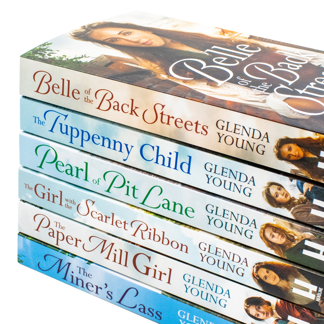 Glenda Young 6 Books Collection Set (The Paper Mill Girl, Belle of the Back Streets, The Tuppenny Child, Pearl of Pit Lane, The Girl with the Scarlet Ribbon, The Miner's Lass)
