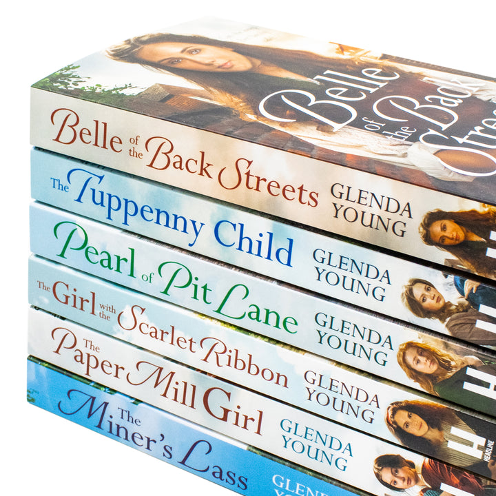 Glenda Young 6 Books Collection Set (The Paper Mill Girl, Belle of the Back Streets, The Tuppenny Child, Pearl of Pit Lane, The Girl with the Scarlet Ribbon, The Miner's Lass)