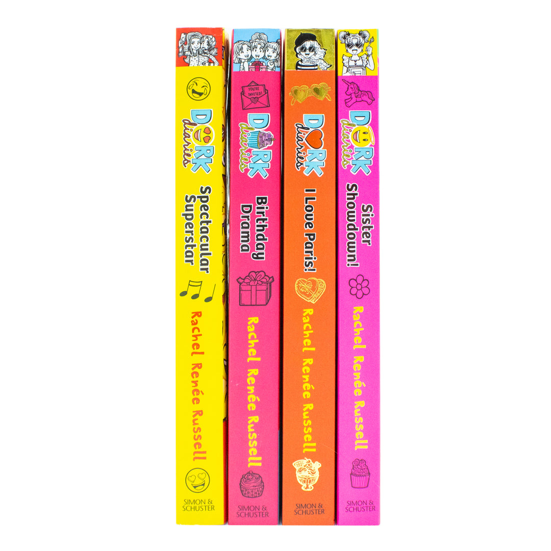 Dork Diaries Collection 4 Books Set (Volume 13-16) By Rachel Renee Russell (Birthday Drama!, Spectacular Superstar, I Love Paris!, Sister Showdown!)