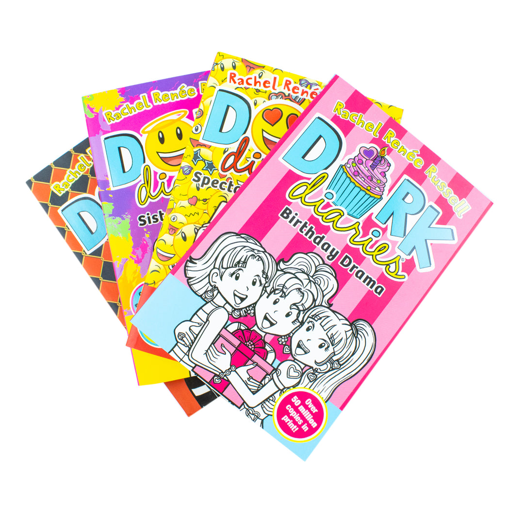Dork Diaries Collection 4 Books Set (Volume 13-16) By Rachel Renee Russell (Birthday Drama!, Spectacular Superstar, I Love Paris!, Sister Showdown!)