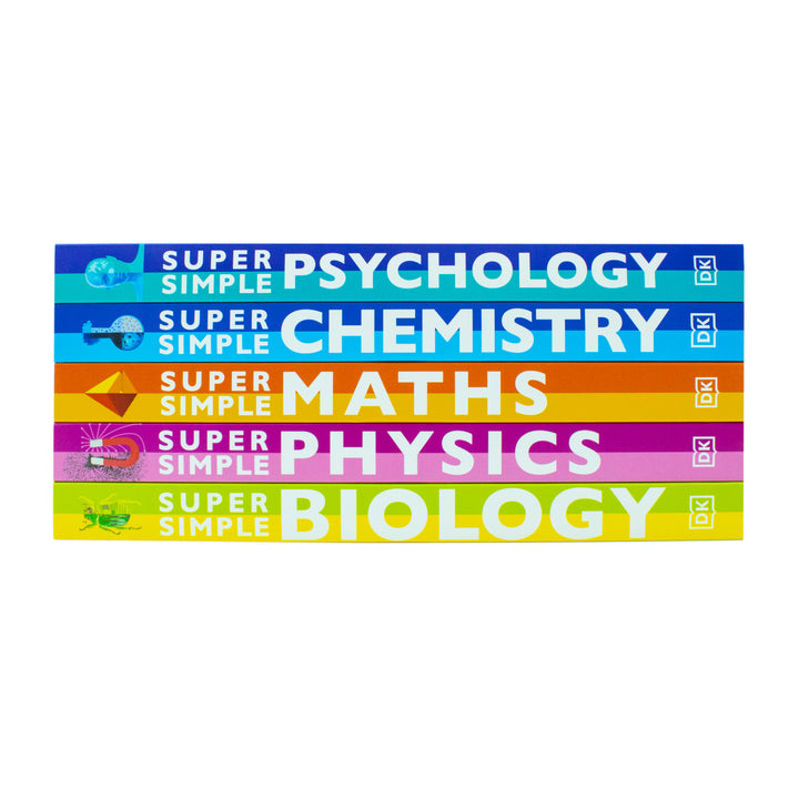 DK Super Simple Study Guide 5 Books Collection Set (Super Simple Maths, Chemistry, Physics, Biology, Psychology)