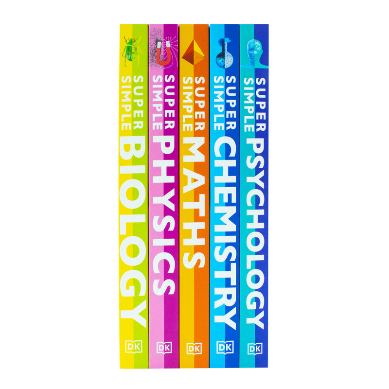 DK Super Simple Study Guide 5 Books Collection Set (Super Simple Maths, Chemistry, Physics, Biology, Psychology)