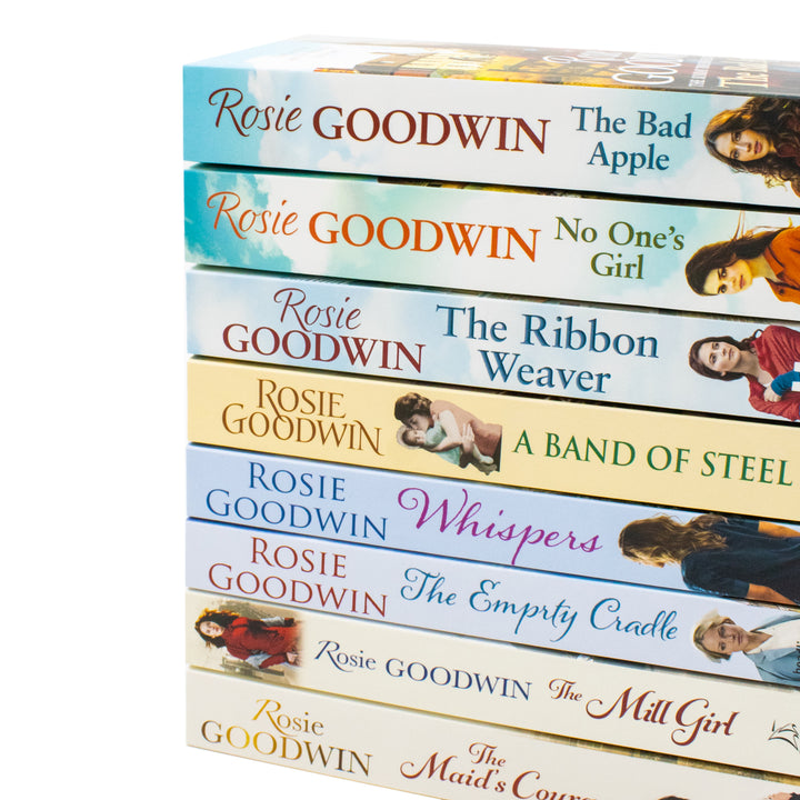 Rosie Goodwin 8 Books Collection Set (The Maid's Courage, Ribbon Weaver, No One's Girl, The Mill Girl, Bad Apple, A Band of Steel, Whispers, The Empty Cradle)