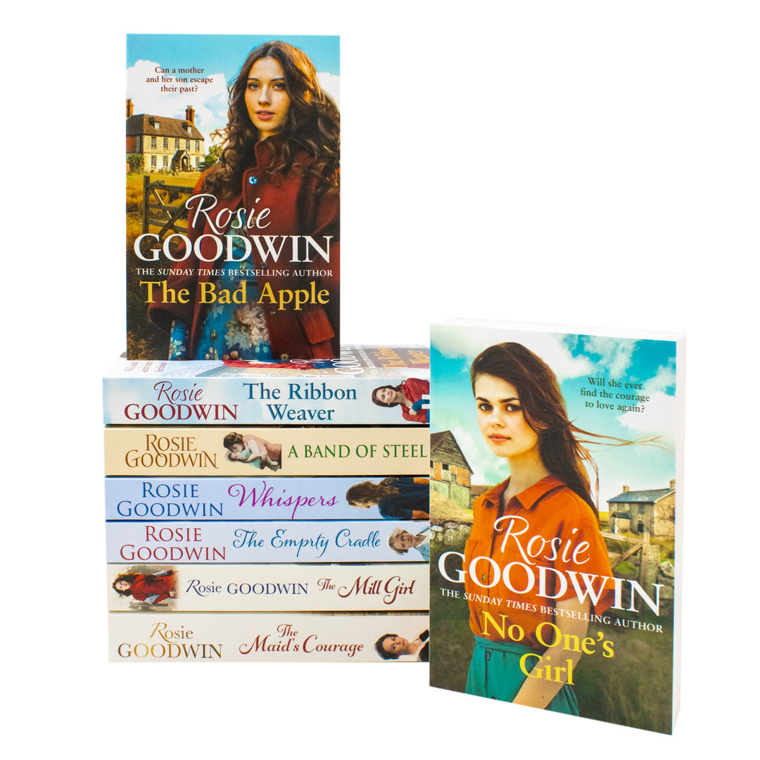 Rosie Goodwin 8 Books Collection Set (The Maid's Courage, Ribbon Weaver, No One's Girl, The Mill Girl, Bad Apple, A Band of Steel, Whispers, The Empty Cradle)
