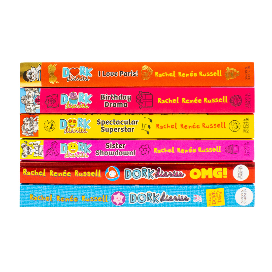 Dork Diaries Series 6 Books Collection Set (Birthday Drama!, Spectacular Superstar, I Love Paris!, Sister Showdown!, OMG!, How to Dork Your Diary) | Paperback