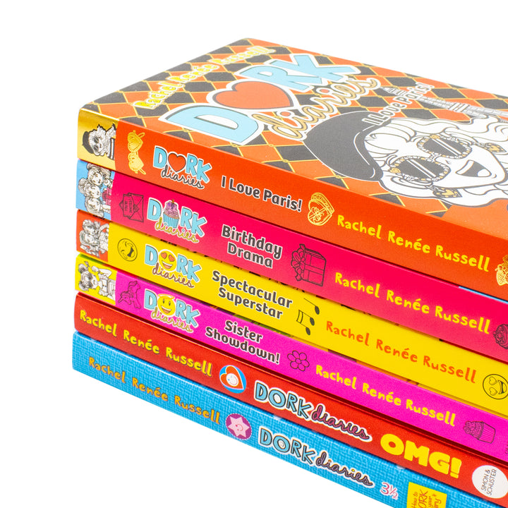 Dork Diaries Series 6 Books Collection Set (Birthday Drama!, Spectacular Superstar, I Love Paris!, Sister Showdown!, OMG!, How to Dork Your Diary) | Paperback