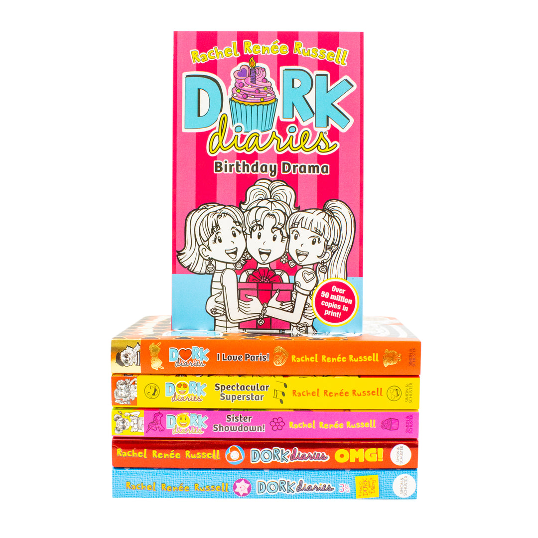 Dork Diaries Series 6 Books Collection Set (Birthday Drama!, Spectacular Superstar, I Love Paris!, Sister Showdown!, OMG!, How to Dork Your Diary) | Paperback