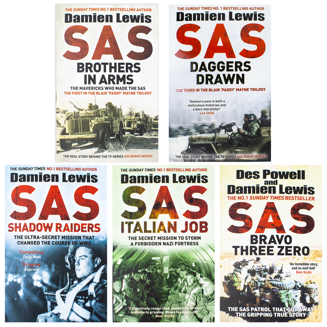 Damien Lewis 5 Books Collection Set (SAS Bravo Three Zero, SAS Brothers in Arms, SAS Daggers Drawn, SAS Shadow Raiders, SAS Italian Job)