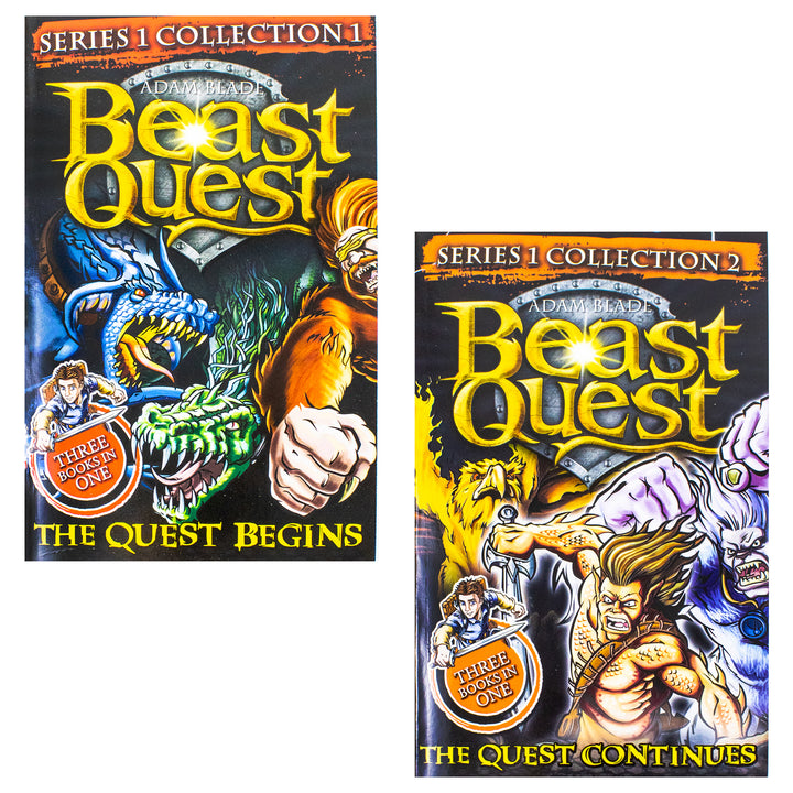 Beast Quest: The Quest Begins and the Quest Continues 6 Story Collection by Adam Blade - 2 Paperback Books Set