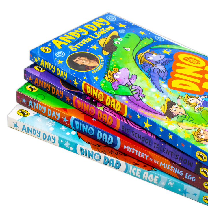 Dino Dad Series 4 Books Collection Set By Andy Day (Dino Dad, Ice Age, Big School Talent Show and Mystery of the Missing Egg) | Paperback