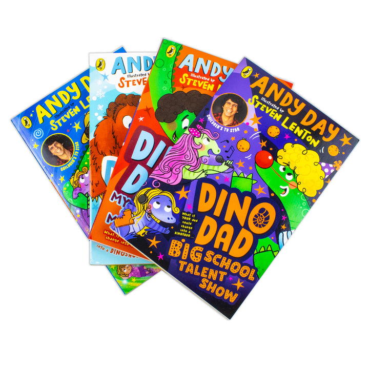 Dino Dad Series 4 Books Collection Set By Andy Day (Dino Dad, Ice Age, Big School Talent Show and Mystery of the Missing Egg) | Paperback