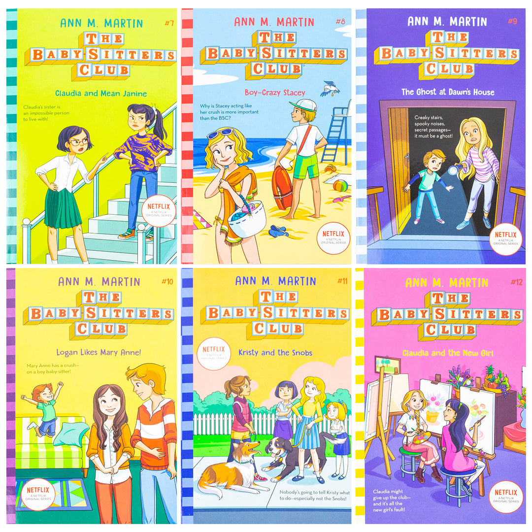 The Babysitters Club 6 Books Collection (Books 7 to 12) by Ann M Martin (Claudia and Mean Janine, Boy-Crazy Stacey, The Ghost at Dawn's House, Logan Likes Mary Anne!, Kristy and the Snobs, Claudia and the New Girl)