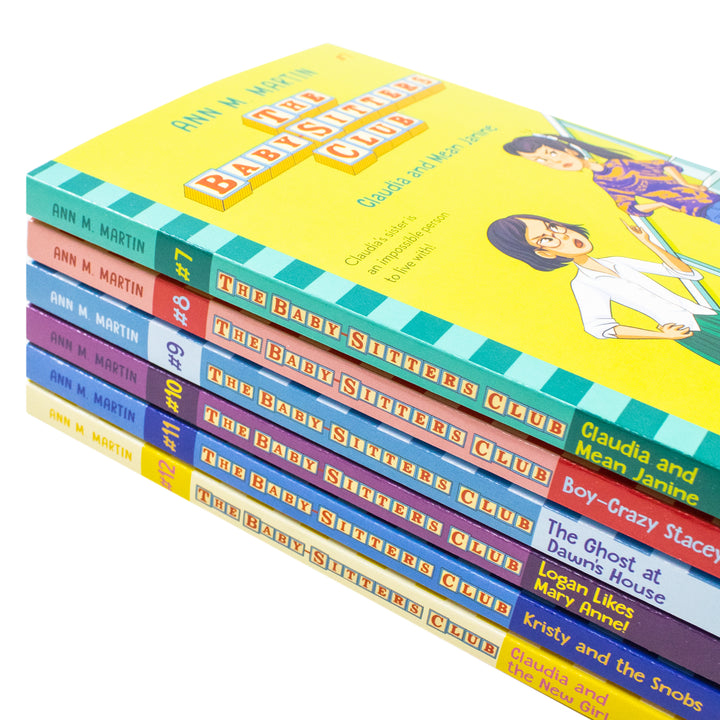 The Babysitters Club 6 Books Collection (Books 7 to 12) by Ann M Martin (Claudia and Mean Janine, Boy-Crazy Stacey, The Ghost at Dawn's House, Logan Likes Mary Anne!, Kristy and the Snobs, Claudia and the New Girl)