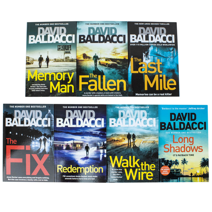 David Baldacci Amos Decker 7 Book Set - Memory Man, Last Mile, Fix, Fallen, Redemption, Walk the Wire, Long Shadows - Crime, Thriller, Mystery Series