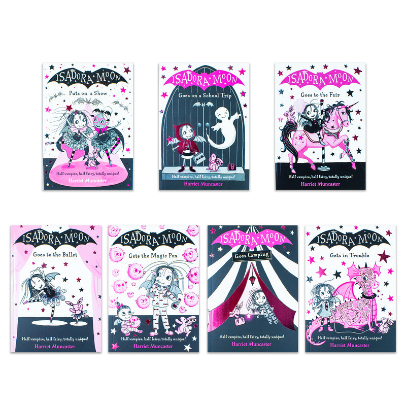 Harriet Muncaster Isadora Moon 7 Books New Series ( Goes on a School Trip, Puts on a  Show, Gets The Magic Pox, Goes Camping & More!)