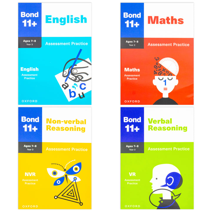 Bond 11+ English 4 Books Set Ages 7-8 Inc Assessment Practice