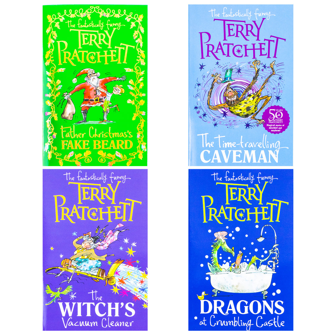 Terry Pratchett: Children's Circle Stories 4 Books Collection Set (Dragons at Crumbling Castle, The Witch's Vacuum Cleaner, Father Christmas's Fake Beard and The Time-travelling Caveman) Paperback