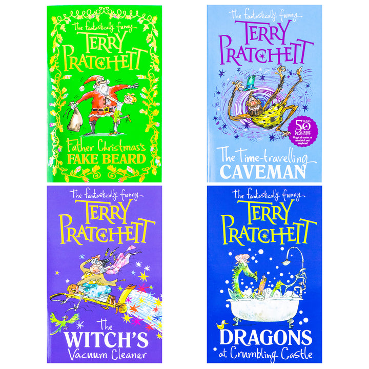 Terry Pratchett: Children's Circle Stories 4 Books Collection Set (Dragons at Crumbling Castle, The Witch's Vacuum Cleaner, Father Christmas's Fake Beard and The Time-travelling Caveman) Paperback