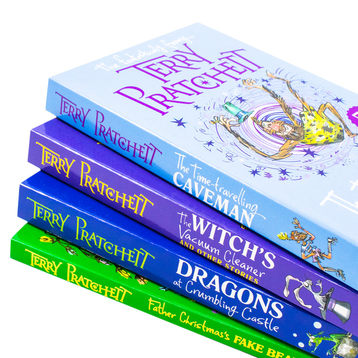 Terry Pratchett: Children's Circle Stories 4 Books Collection Set (Dragons at Crumbling Castle, The Witch's Vacuum Cleaner, Father Christmas's Fake Beard and The Time-travelling Caveman) Paperback