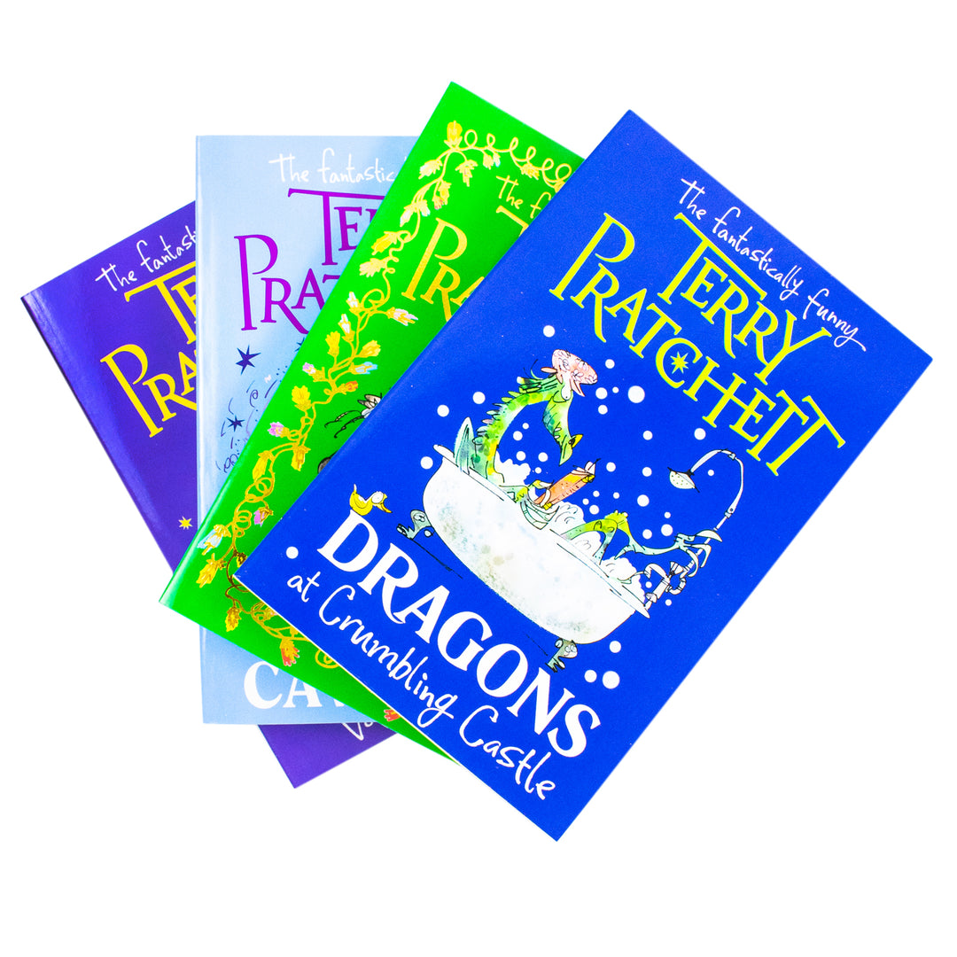 Terry Pratchett: Children's Circle Stories 4 Books Collection Set (Dragons at Crumbling Castle, The Witch's Vacuum Cleaner, Father Christmas's Fake Beard and The Time-travelling Caveman) Paperback