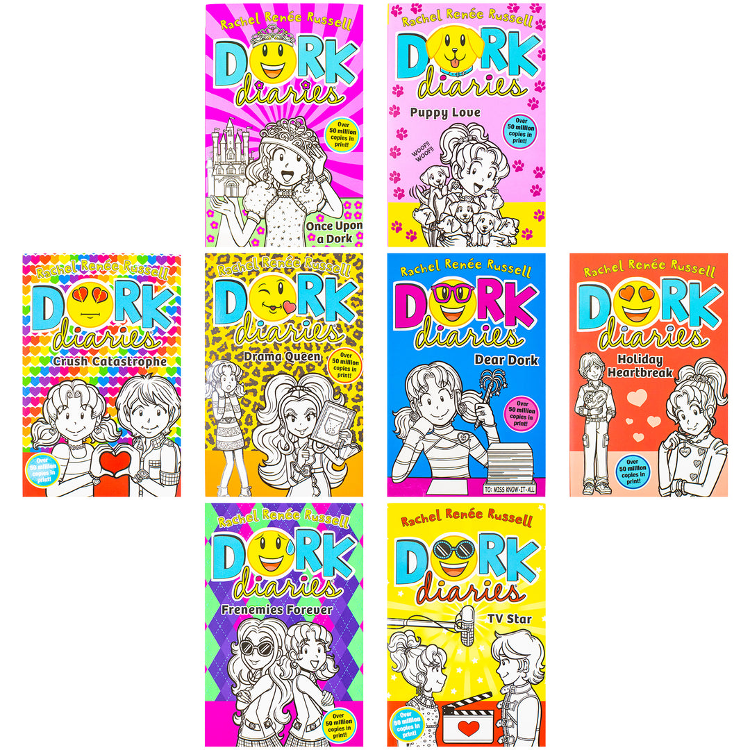 Dork Diaries 8 Books Collection Set (TV Star, Frenemies Forever, Holiday Heartbreak, Dear Dork, Drama Queen, Crush Catastrophe, Puppy Love, Once Upon A Dork) | Paperback