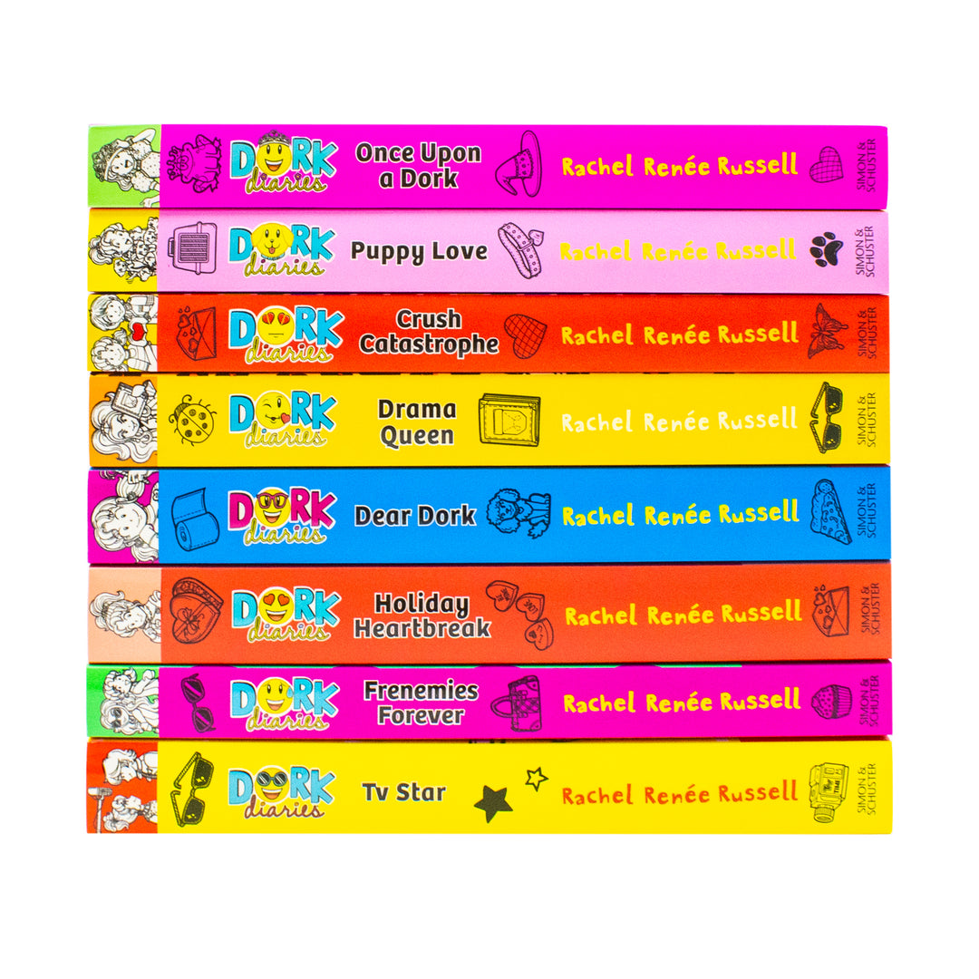 Dork Diaries 8 Books Collection Set (TV Star, Frenemies Forever, Holiday Heartbreak, Dear Dork, Drama Queen, Crush Catastrophe, Puppy Love, Once Upon A Dork) | Paperback