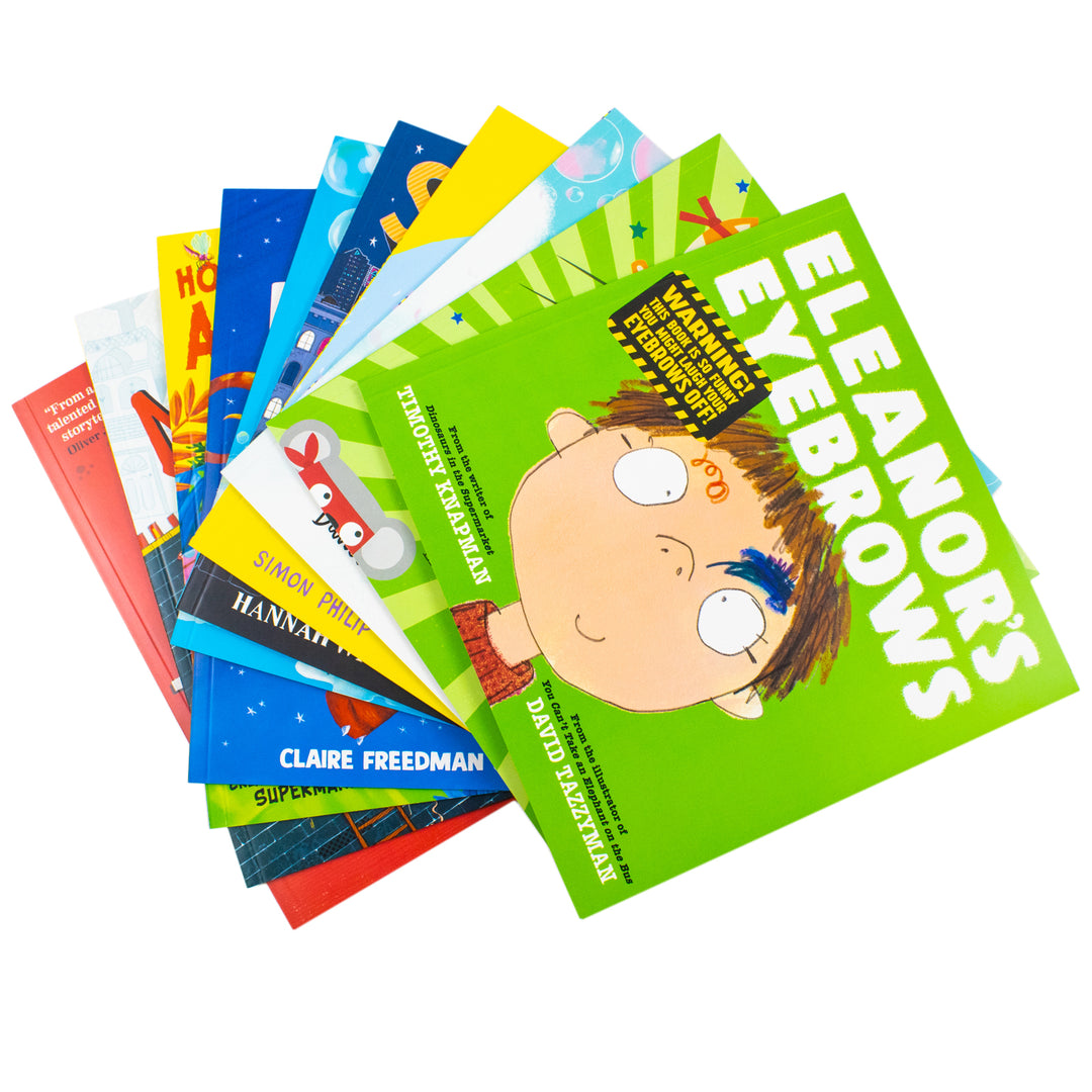 Humorous Children's Picture Books Collection Illustrated 10 Books Set (Aliens Love Dinopants, Superkitty, Three Ninja Pigs, Have You Seen My Giraffe?, Eleanor's Eyebrows, Too Many Bubbles & More...)