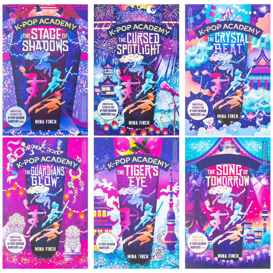 K-Pop Academy Series (Volume 1-6) Collection 6 Books Set By Mina Finch (The Stage of Shadows, Cursed Spotlight, The Crystal Beat, Guardians' Glow, Tiger's Eye & Song of Tomorrow)