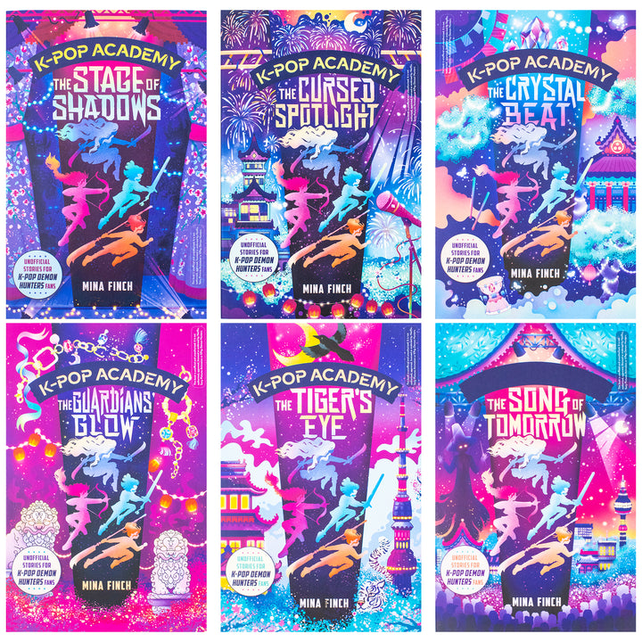K-Pop Academy Series (Volume 1-6) Collection 6 Books Set By Mina Finch (The Stage of Shadows, Cursed Spotlight, The Crystal Beat, Guardians' Glow, Tiger's Eye & Song of Tomorrow)