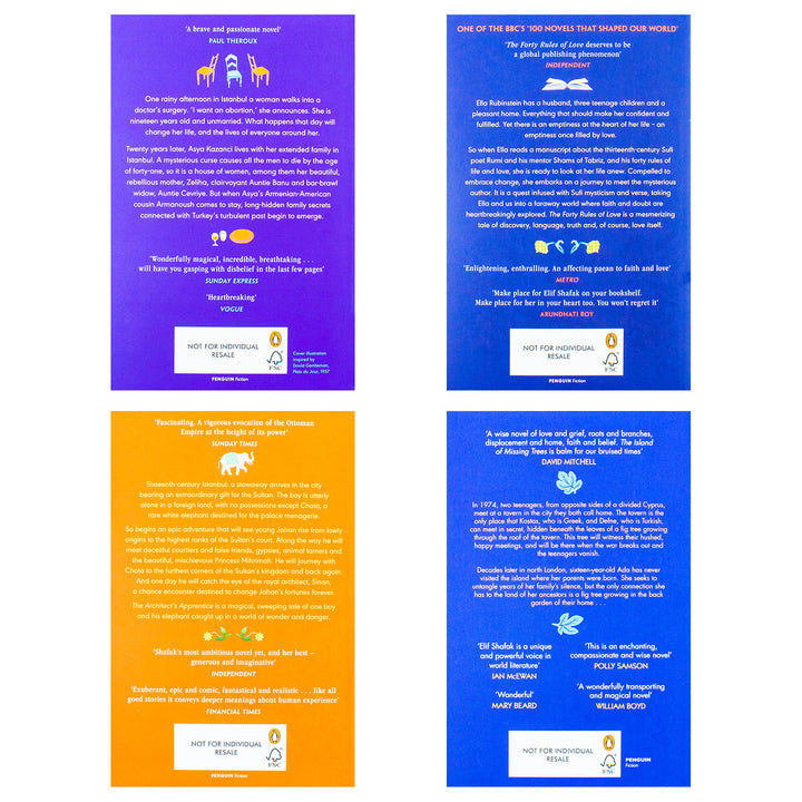 Elif Shafak 4 Books Collection Set (The Island Of Missing Trees,The Architect's Apperentice,The Bastard Of Istanbul,The Forty Rules Of Love)