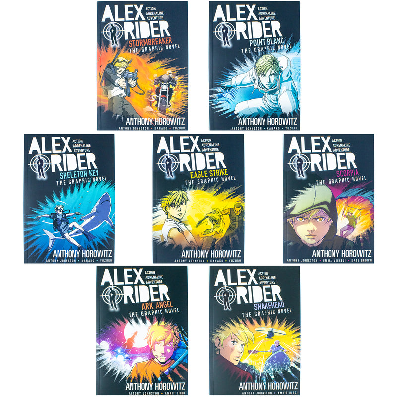 Alex Rider Graphic Novel 7 Book Children's Set by Anthony Johnston – Action-Packed Illustrated Adventure Series for Young Readers | Exciting Thrillers