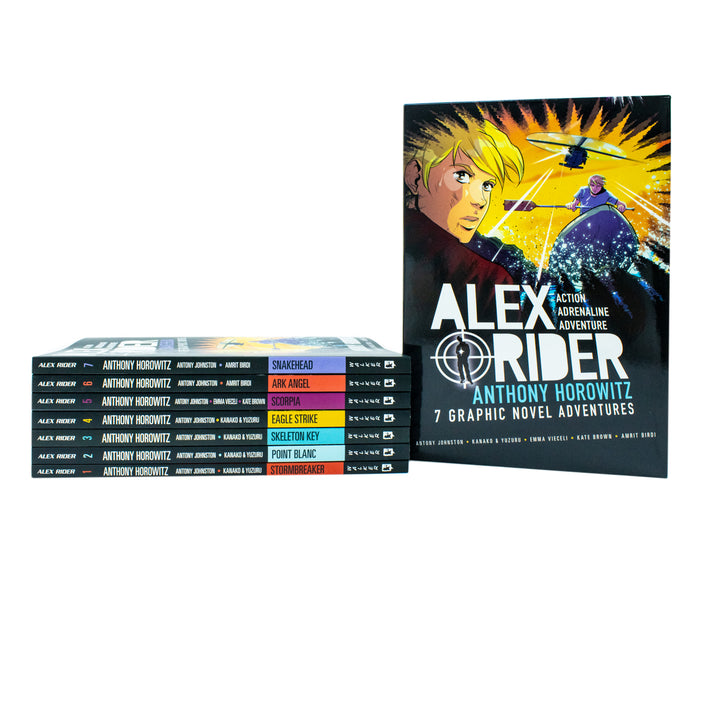 Alex Rider Graphic Novel 7 Book Children's Set by Anthony Johnston – Action-Packed Illustrated Adventure Series for Young Readers | Exciting Thrillers