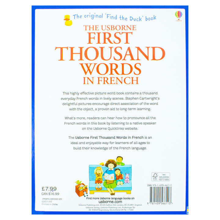Usborne My First Thousand Words in French Book - Illustrated picture and word book