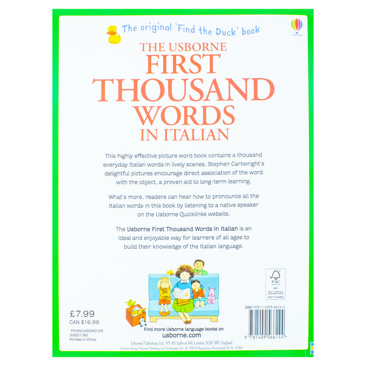 Discover the first thousand words in Italian for kids aged 5+ years in a fun Paperback format that enhances language learning and vocabulary skills.
