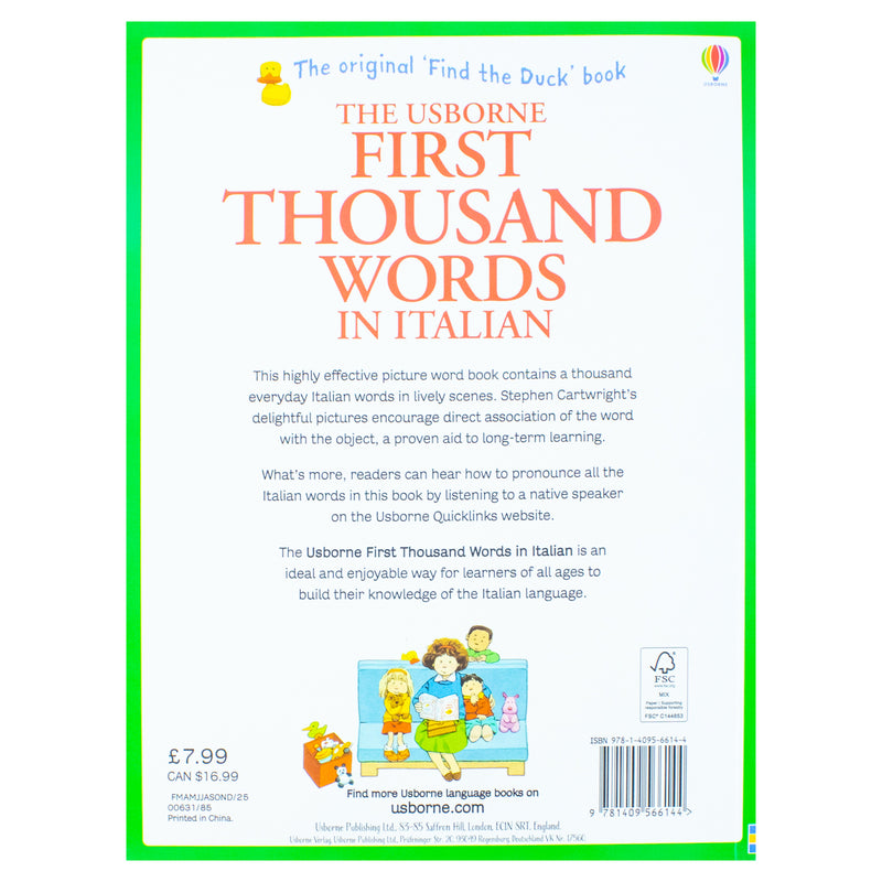 Discover the first thousand words in Italian for kids aged 5+ years in a fun Paperback format that enhances language learning and vocabulary skills.