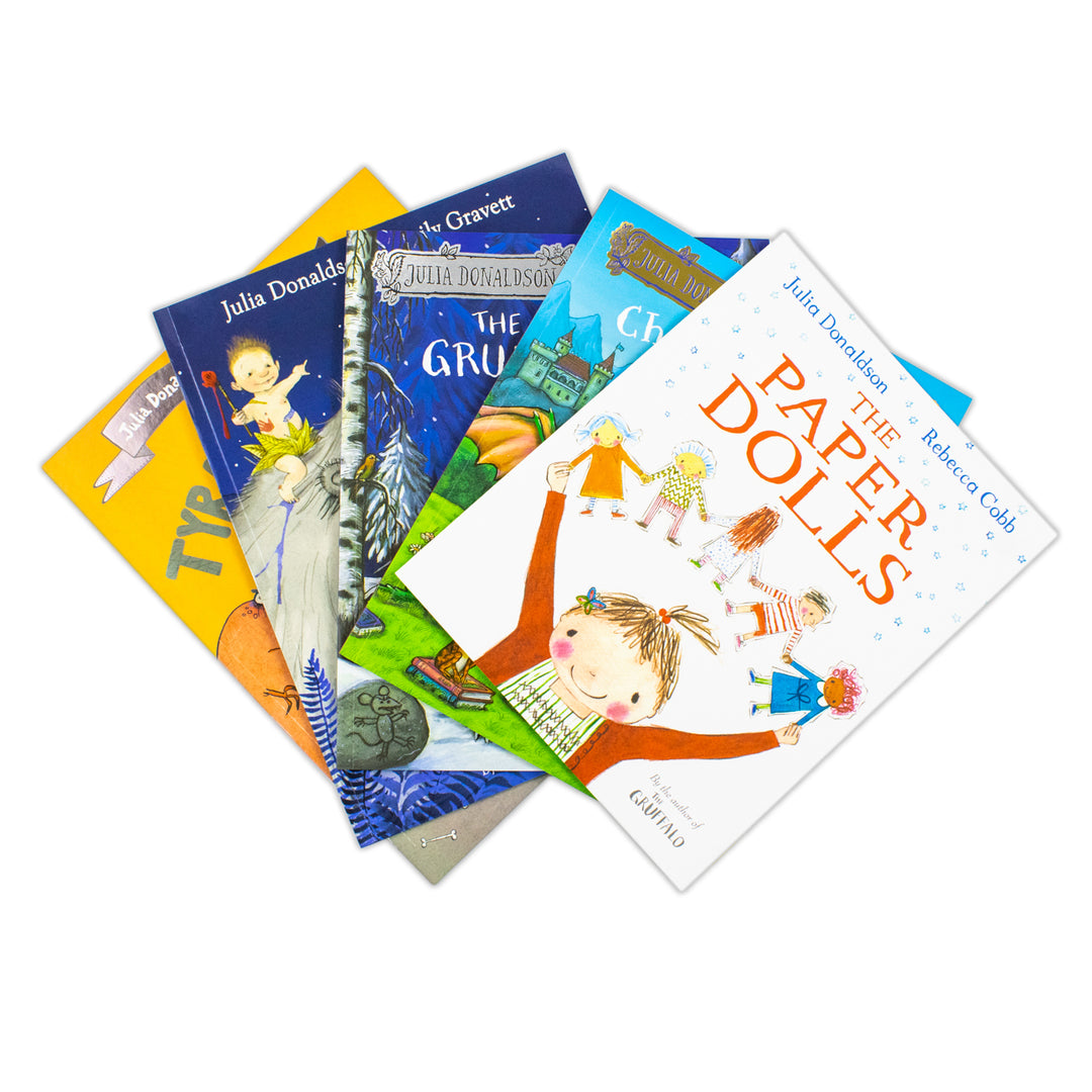 Julia Donaldson 5 Books Collection Set (The Paper Doll, Charlie Cook, The Gruffalo Child, Cave Baby, Tyrannosaurus Drip) | Paperback