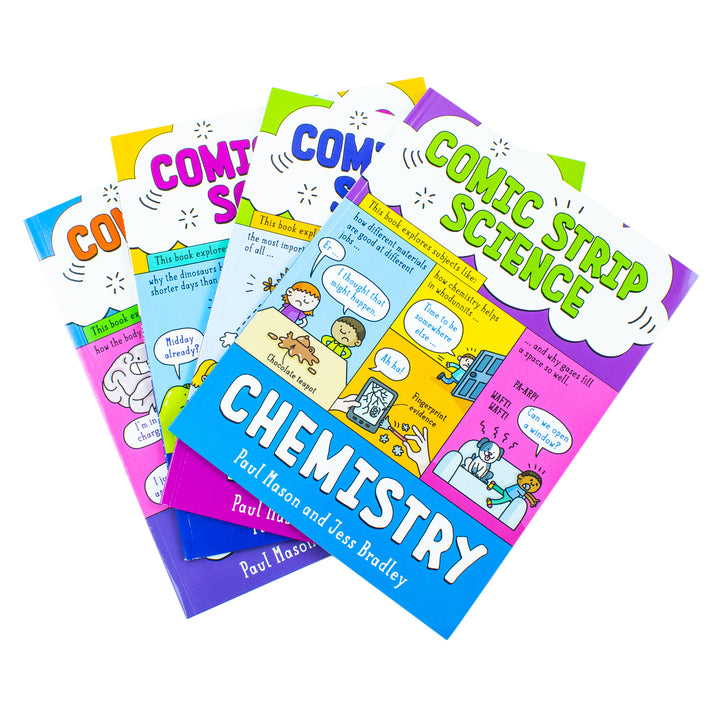 Comic Strip Science Series 4 Books Collection Set By Paul Mason - Fun Learning Experience for Ages 12 and Up in Biology, Physics, Earth Science & Chemistry