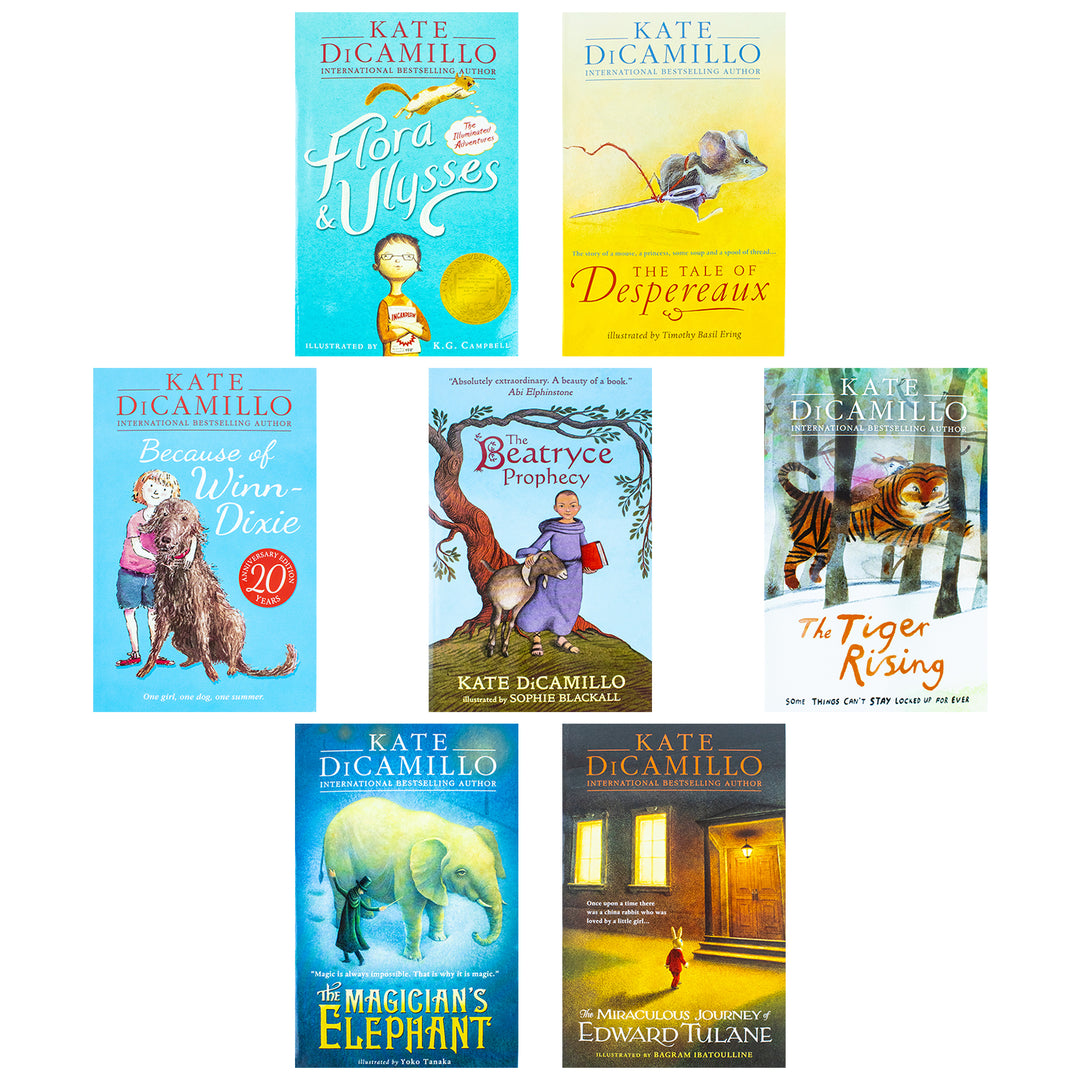Kate DiCamillo 7 Book Set – Edward Tulane, Tiger Rising & More – Beloved Children's Fiction for Young Readers, Imaginative Stories, Great Gift Idea