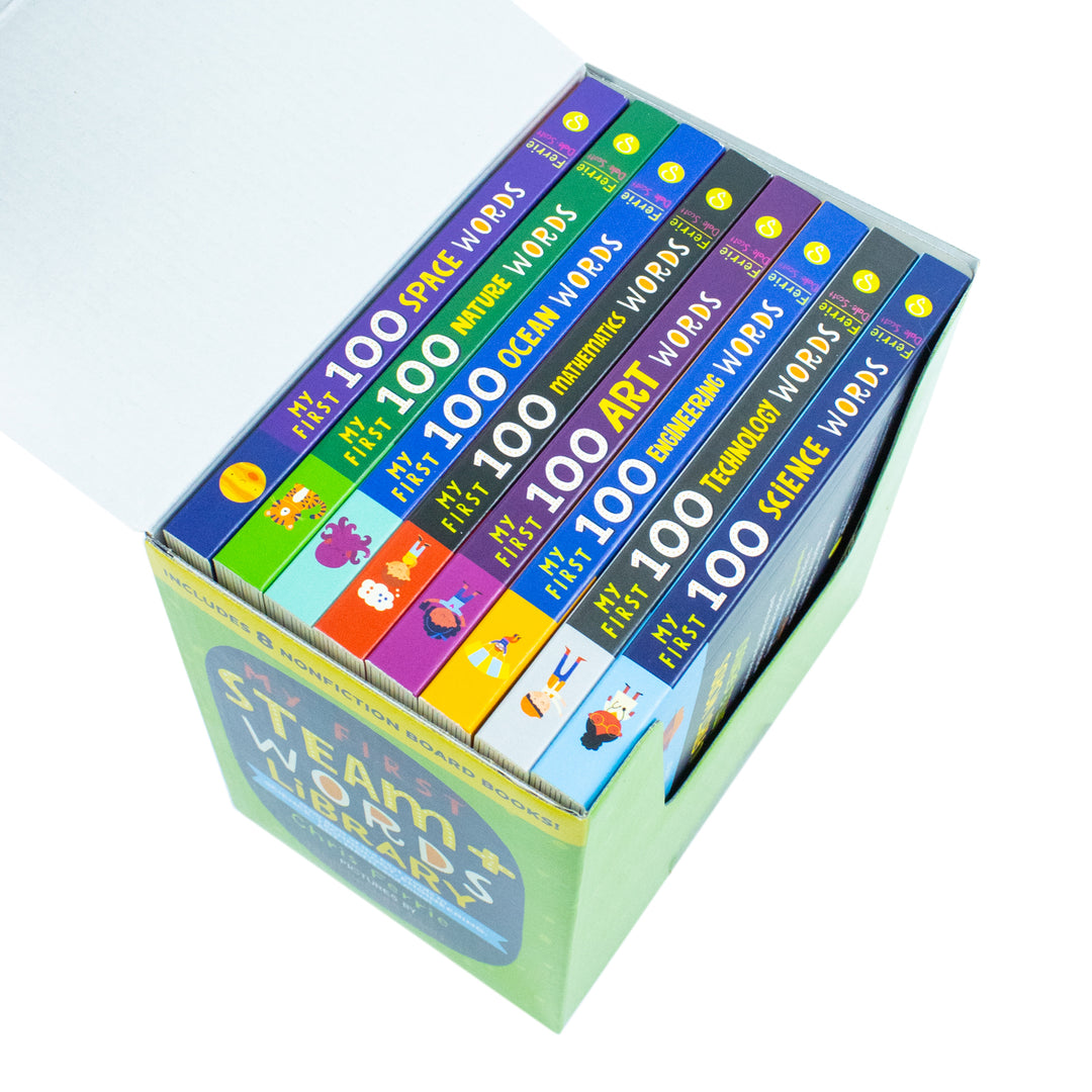 My First STEAM + Words Library 8 Book Set by Chris Ferrie |Educational Board Books for Kids,Early Learning, Literacy,Fun Activities & Preschool Skills