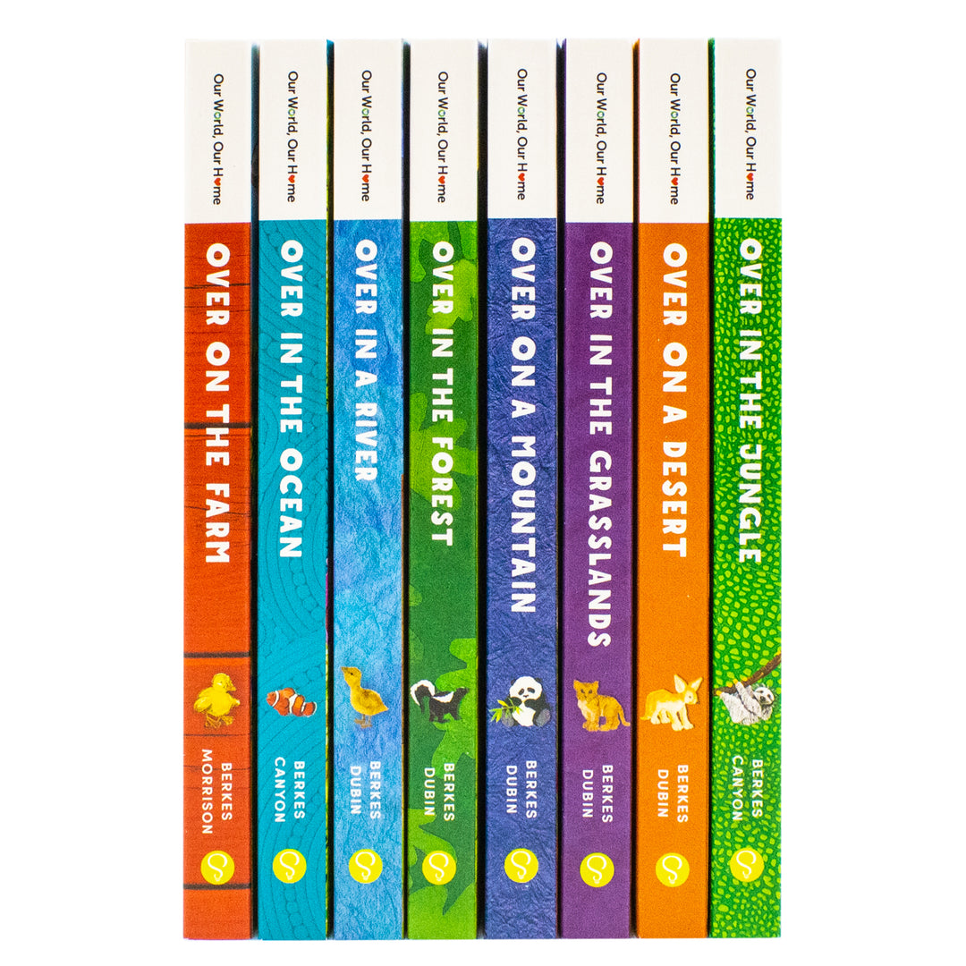 Our World Our Home Little Library 8 Board Book Collection Set by Marianne Berkes (Over on the Farm, in the Ocean, in a River, in the Forest, on a Mountain, in the Grasslands, on a Desert & in the Jungle)