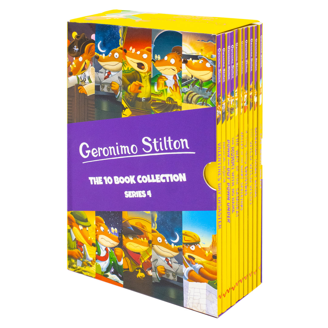 Geronimo Stilton: 10 Book Collection (Series 4) Box Set (Valentine's Day Disaster, The Race Across America, The Way of the Samurai, The Wild Wild ...