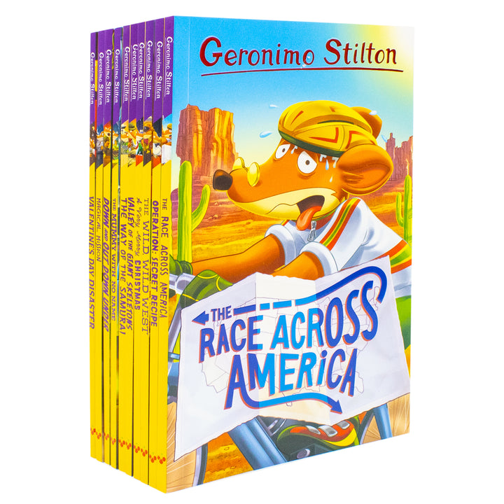 Geronimo Stilton: 10 Book Collection (Series 4) Box Set (Valentine's Day Disaster, The Race Across America, The Way of the Samurai, The Wild Wild ...