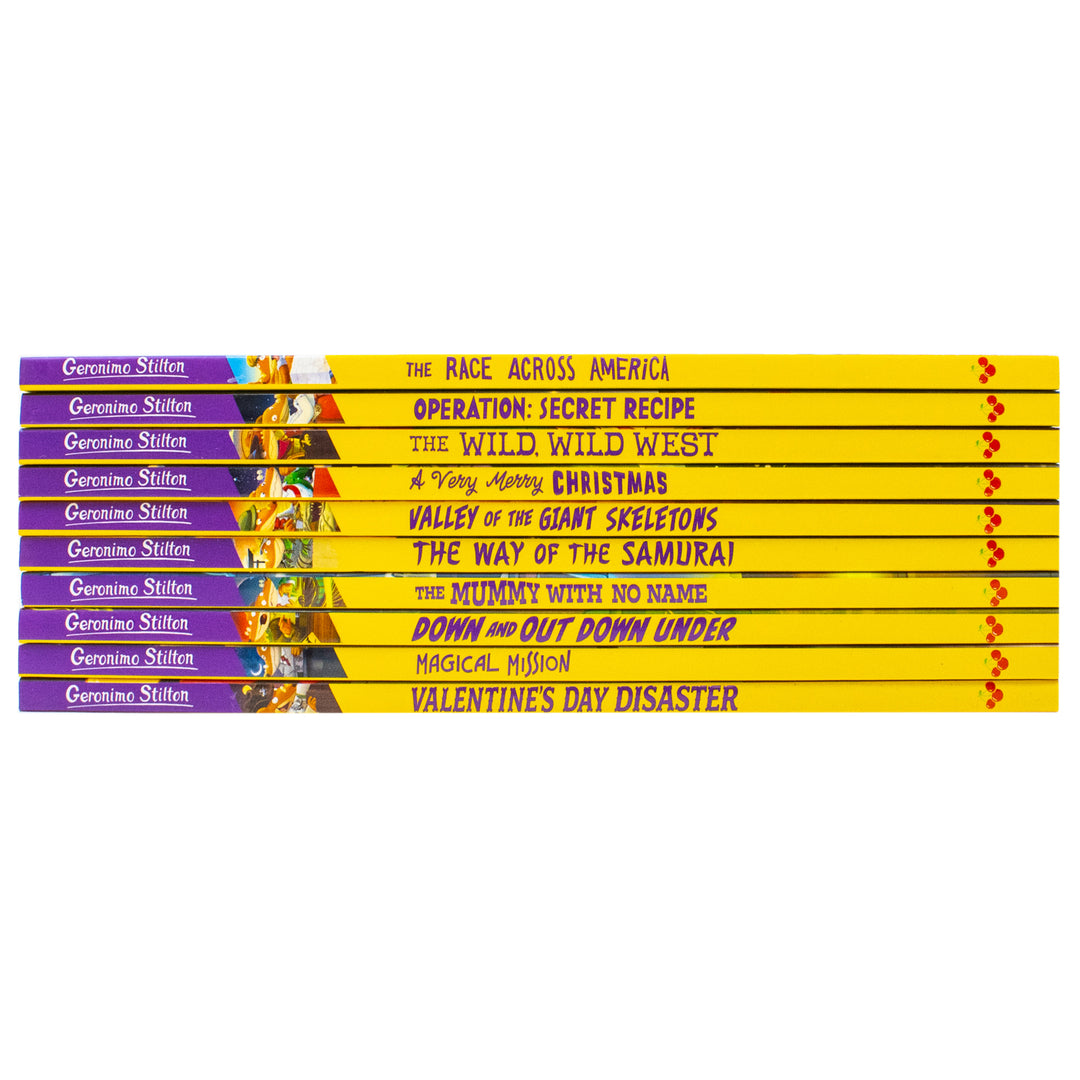 Geronimo Stilton: 10 Book Collection (Series 4) Box Set (Valentine's Day Disaster, The Race Across America, The Way of the Samurai, The Wild Wild ...