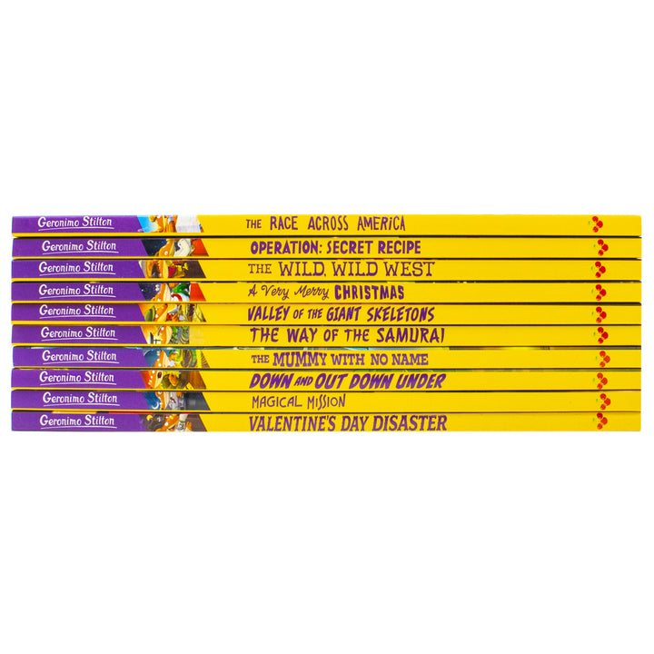 Geronimo Stilton: 10 Book Collection (Series 4) Box Set (Valentine's Day Disaster, The Race Across America, The Way of the Samurai, The Wild Wild ...