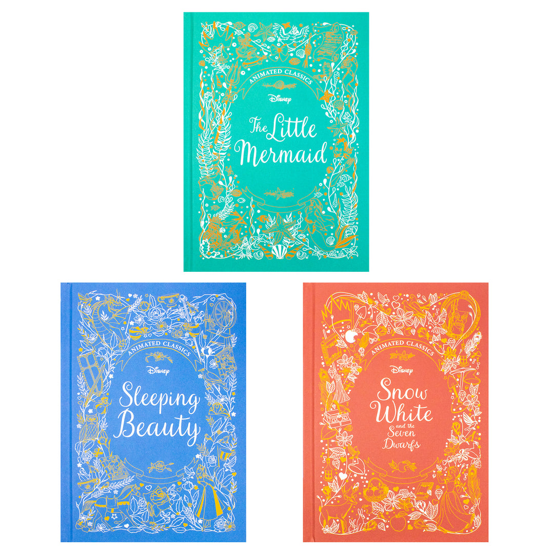 Disney Animated Classics 3 Books Collection Set (Disney The Little Mermaid, Disney Sleeping Beauty, Disney Snow White And The Seven Dwarfs) | Hardcover