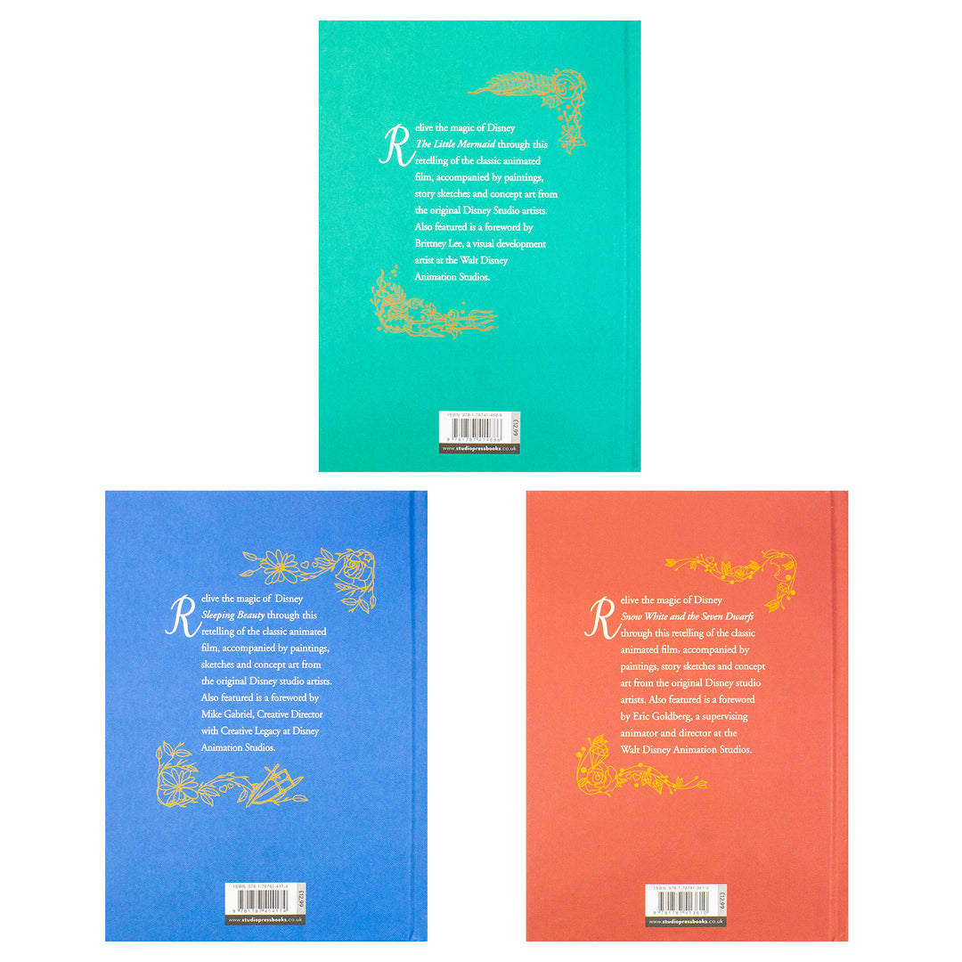 Disney Animated Classics 3 Books Collection Set (Disney The Little Mermaid, Disney Sleeping Beauty, Disney Snow White And The Seven Dwarfs) | Hardcover
