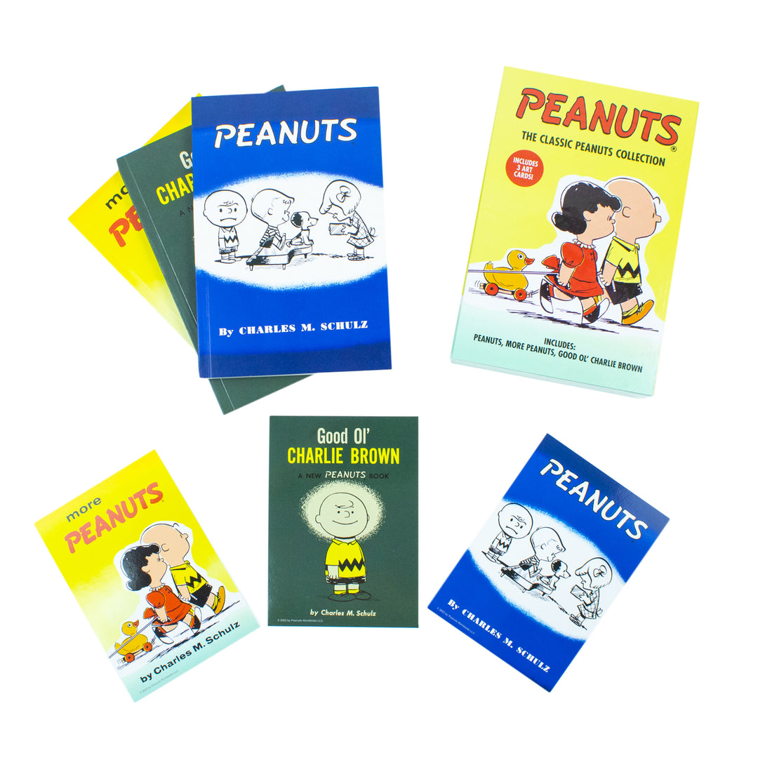 The Classic Peanuts Collection 3 Book Set By Charles M. Schulz (Includes 3 Art Cards)