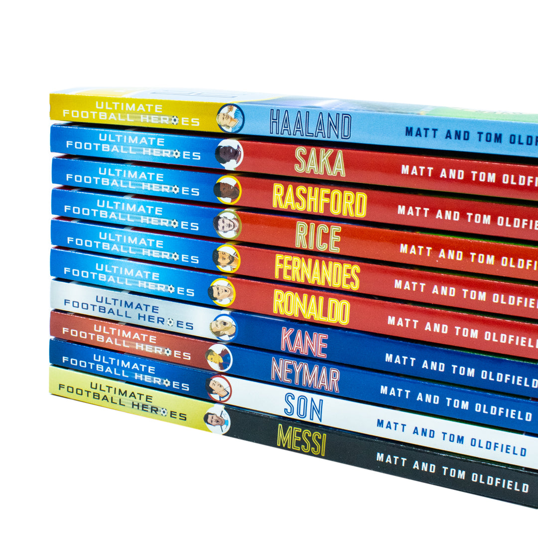 Ultimate Football Heroes Series 1 - 10 Book Set | Kids Football Biographies | Messi, Ronaldo, Haaland, Neymar, Son, Kane & More