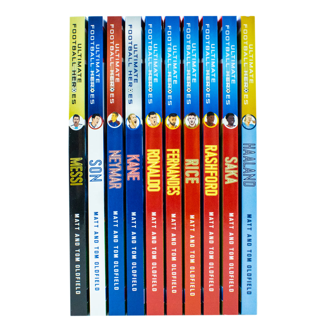 Ultimate Football Heroes Series 1 - 10 Book Set | Kids Football Biographies | Messi, Ronaldo, Haaland, Neymar, Son, Kane & More